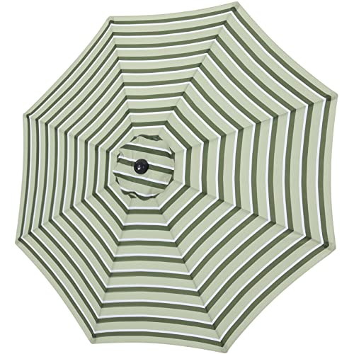 Image of MASTERCANOPY Patio Umbrella 9ft Replacement Canopy for 8 Ribs-Green Stripe Canopy Only