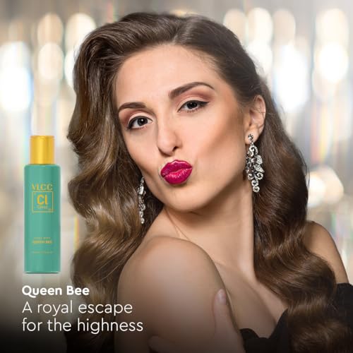 Image of VLCC Clinic Body Mist inchQueen Bee inch - 200ml | Fresh, Woody, Citrusy Fragrance | Long Lasting Body Mist | Long Lasting Fragrance | Symbol of Elegancy | Paraben Free