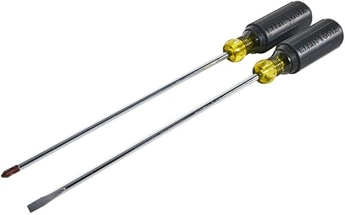 Miniatura 4 de Klein Tools 85072 Juego de destornilladores Phillips y ranurados de hoja larga con ejes tratados térmicamente y empuñaduras acolchadas, fabricado en