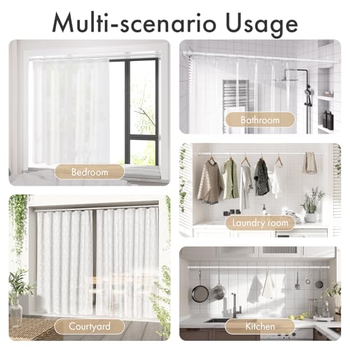 Amazer Spring Tension Shower Curtain Rod, 42-72 Inches Rust-Resistance Tension Curtain Rod Bathroom Rod, Adjustable Shower Curtain Rod No Drill, White - Thumbnail 6