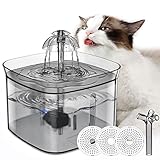 Fuente para Gatos 2,5L, Bebedero Gatos con 3 Tipos de Flujo, Agua Nivel LED Indicadora, Silenciosa, 3 Filtros