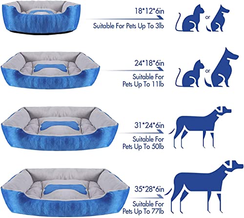 Image of PetLux Rectangle Pet Dog Bed Washable Sofa Bed with Soft Cotton Fillers and Non-Slip Bottom, Multiple Size for Dog & Cat. (M)