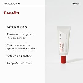 FRANKLY Retinol 0.3% Cream, 0.7 fl oz - Intensive Retinol | Night Cream | Ceramides & Natural Ginseng | Anti-aging, Wrinkles Care, Reduces Congestion and hyperpigmentation | Korean Skin Care