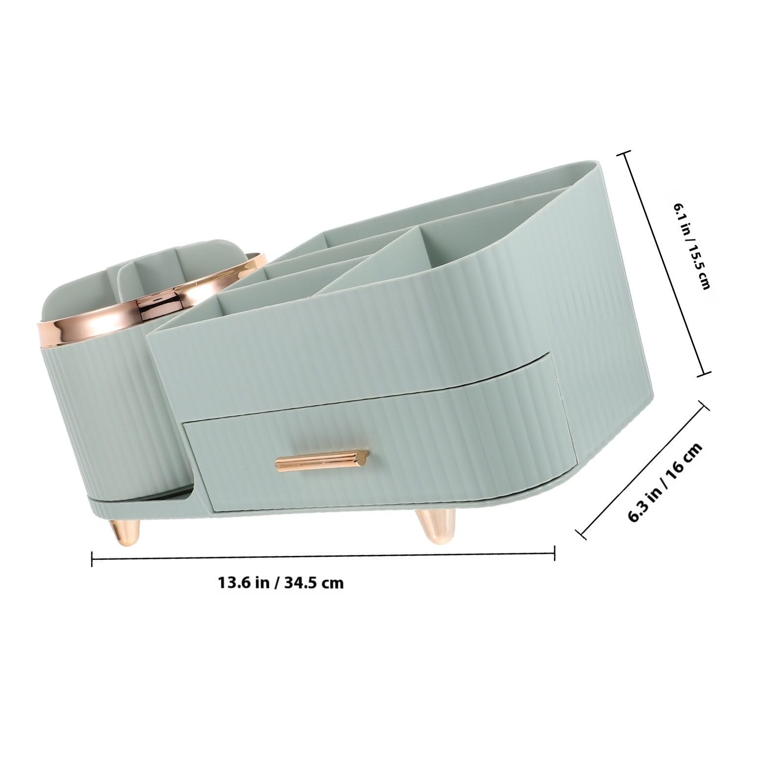 SHINEOFI Großer Make Up Pinsel Behälter aus Kunststoff mit Drehbarem Design und Praktischem Fach für Make Up Organizer und Kosmetikaufbewahrung Am Schminktisch