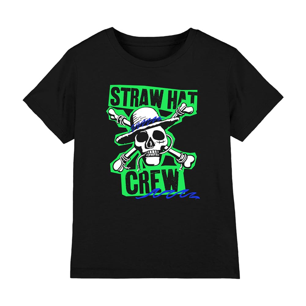 One Piece Straw Hat Crew Scrapbook Kids T-Shirt, Black, 5-6Y