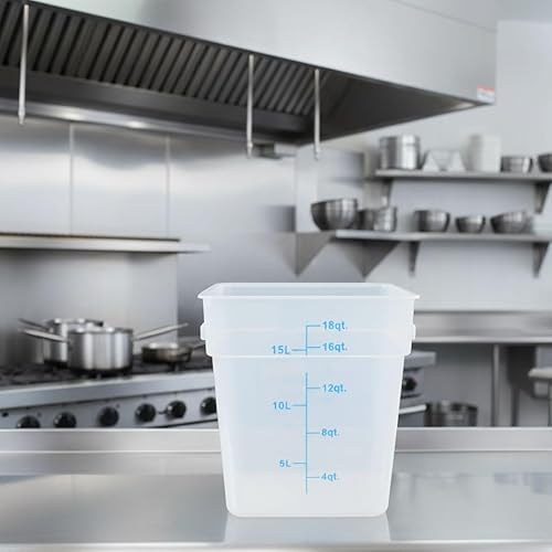 Miniatura 3 de Contenedor cuadrado de 18 cuartos de galón de polipropileno translúcido, contenedores comerciales de almacenamiento de alimentos, contenedores de