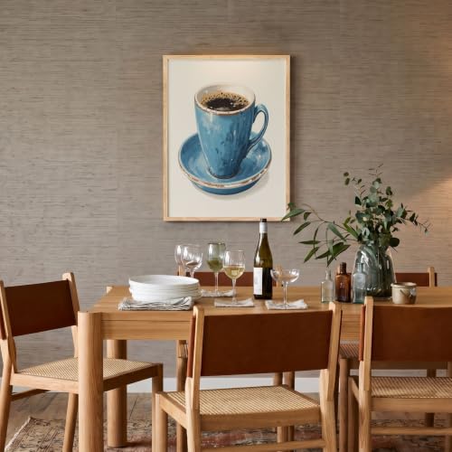Impression sur toile café decoration murale salon chambre bleu 80x120