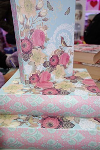 Beautiful Paper Mache Set of 3 storage boxes,Shabby Chic, Beautiful Pink & Yellow Floral Accents