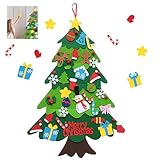 BLLREMIPSUR Felt Christmas Tree for Wall, 3 FT DIY Felt Christmas Tree with 32 Ornaments, New Year Christmas Party Wall Hanging Xmas Tree Decorations