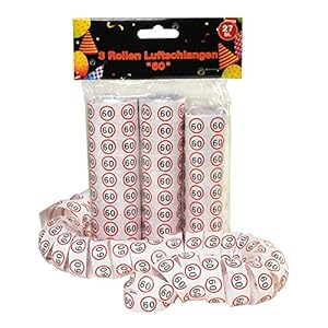 Udo Schmidt Luftschlangen 3er Packung mit Verkehrszeichen 60 zum 60 Geburtstag