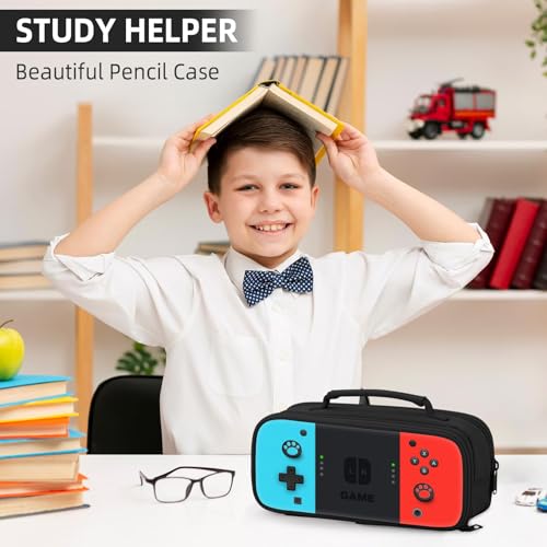 Image of TILYTADLY Large Pencil Case for Boys - Gamer Boys Pencil Pouch With Handle - Big Capacity Pen Box Pen Bag With Zipper Compartments, School Supplies Stationary Organizer for Kids Teens Adults