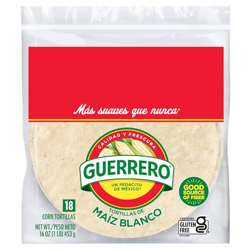 Guerrero White Corn Tortillas, Gluten Free, Trans Fat Free, Small Soft Taco Size, 18 Count