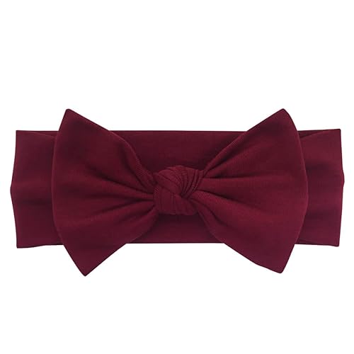 Miniatura 3 de BABYGIZ Diademas para bebé niña, de algodón, hechas a mano, con lazos, accesorios para el cabello infantil (granate, 1)