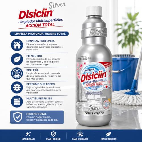 Disclin Silver pH Neutro Limpiador Multisuperficies 1L 3