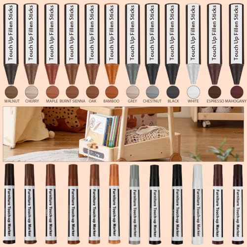 ACWOO Furniture Repair Kit Wood Markers Wax Sticks, 25PCS Multicolor Furniture Repair Marker Kit with Sharpener for Stains, Scratches, Floors, Tables, Desks, Bedposts, Touch Ups and Coverr Ups - Image 2