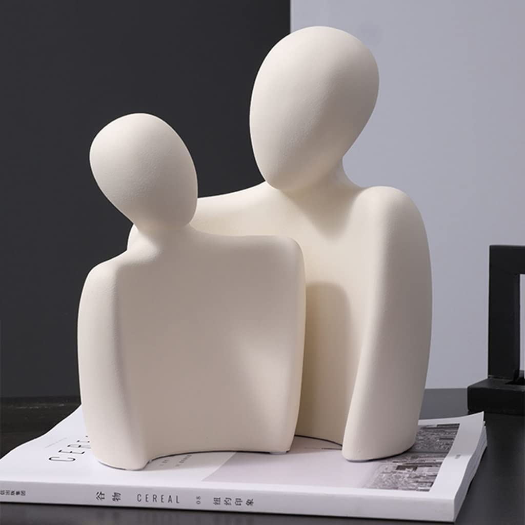 Statua astratta di coppia, scultura di coppia che si abbraccia in ceramica, ornamenti creativi per statue d'amore adatti per la decorazione dell'ufficio della camera da letto del soggiorno del deskto