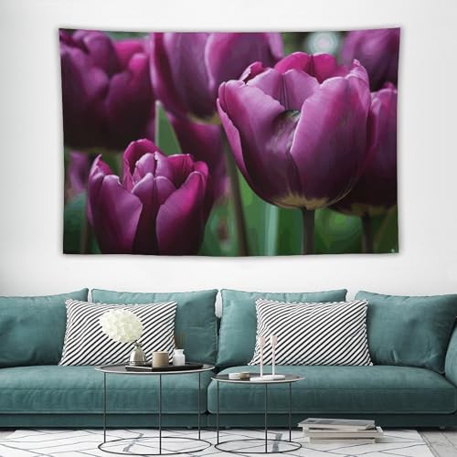 Tenture murale fleurs violettes pour cocooning en dortoir étudiant