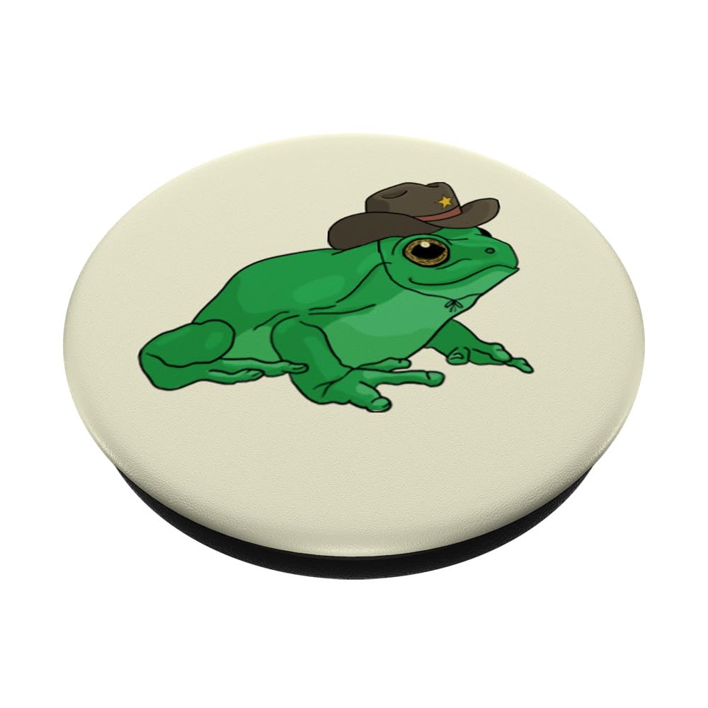 Cute Frog With Cowboy Hat PopSocket - Cottagecore Aesthetic Phone Grip