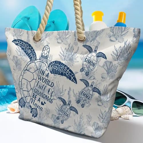Bolsa de playa personalizada Nana con motivo de tortuga miniatura 3