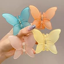 Eurohaus Trendy Butterfly Frosted Colors Plastic Hair Barrette Clip Claw Clutcher Jaw Clamp Hair Accessories For Women & Girls (Pack Of 4),Multi