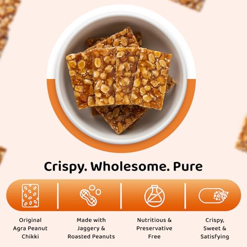 Image of Panchhi Peanut Chikki 500gram - Homemade Traditional Agra Chikki (Since 1926), Made with Sesame Seeds, Sugar & Peanuts |Crispy Tilkut, Healthy Jaggery Sweet for Winter, Festival & Gift