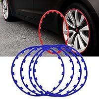 4 stuks auto velgen rand beschermer strip, auto voertuig velgen trim kleurrijke strip tape, wiel rand bekleding beschermer ring, band velg bewaker voor auto's en andere voertuigen 18in,19in,20in,Red