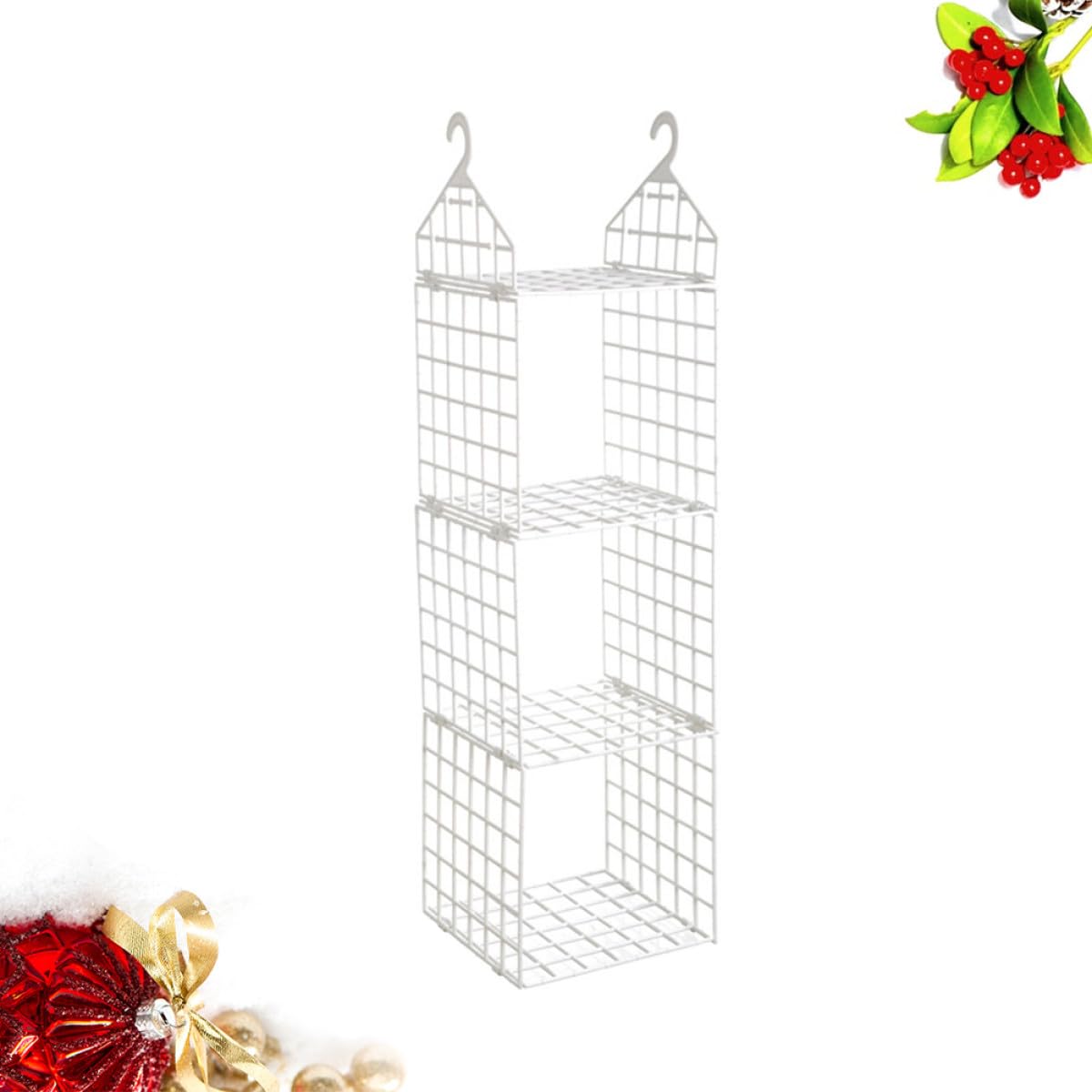 OUNONA Organizador Colgante Plegable de Armario, 3 Niveles, PP, White | Rejilla Ventilada, Gancho Integrado, Instalación sin Herramientas, Ahorro de Espacio para Ropa y Accesorios