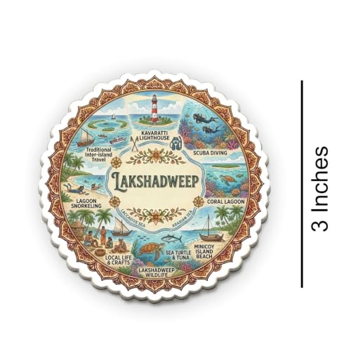 Image of LakshadweepTextured Finish Acrylic Fridge Magnet - UV Texture Printed, Stylish Multicolor Magnet for Fridge, Wardrobe & Metal Surfaces, Pack of 1 (Lakshadweep)