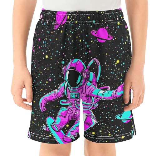 Astronaut Space Dark Black Boys Toddlers Shorts Casual Elastic Waist Athletic Shorts Custom Shorts Pants Kids 7-82