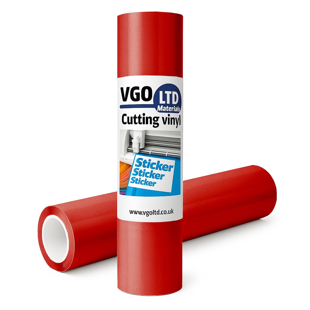 VGOLTD Permanent Adhesive Vinyl Roll –Glossy Self Adhesive Cutting Vinyl Easy Weed Vinyl for Decals Mugs Car Stickers & DIY Crafts Compatible with Cricut & Silhouette Machines (Dark Red, 30 x 1000 cm) — image 1
