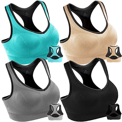 Women Racerback Sports Bras High Impact Workout Yoga Gym Activewear Fitness Bra