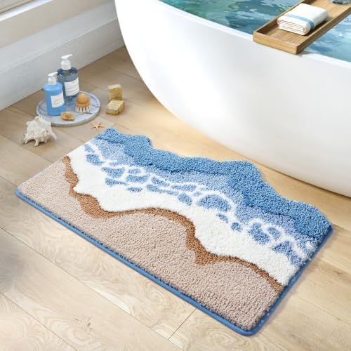 Tapis de salle de bain anti-moule et non glissement en microfibre épaisse
