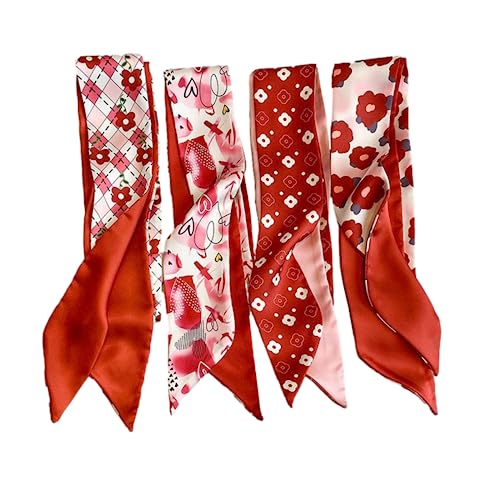 QTMY 4 Pack Purse Scarf for Bags Silk Head Scarf for Hair Handbag Women Scarfs Band Hair Neck Scarves Fashion Gifts,05