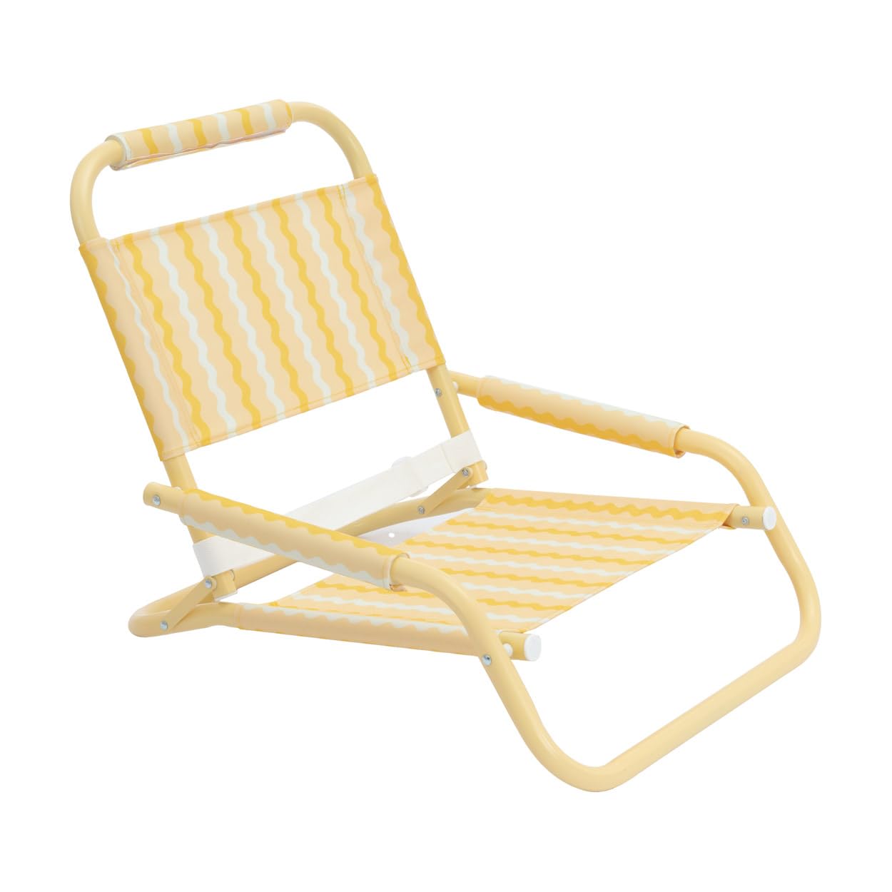 Flamingueo Silla Playa Ligera - Respaldo Plegable - Asa para Transporte - Tejido Poliéster y Aluminio - Amarillo