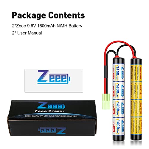 Zeee 9.6V Airsoft Battery 1600Mah Nimh Battery With Mini Tamiya Plug High Power Rc Battery For Airsoft Guns(2 Pack) #TOP5