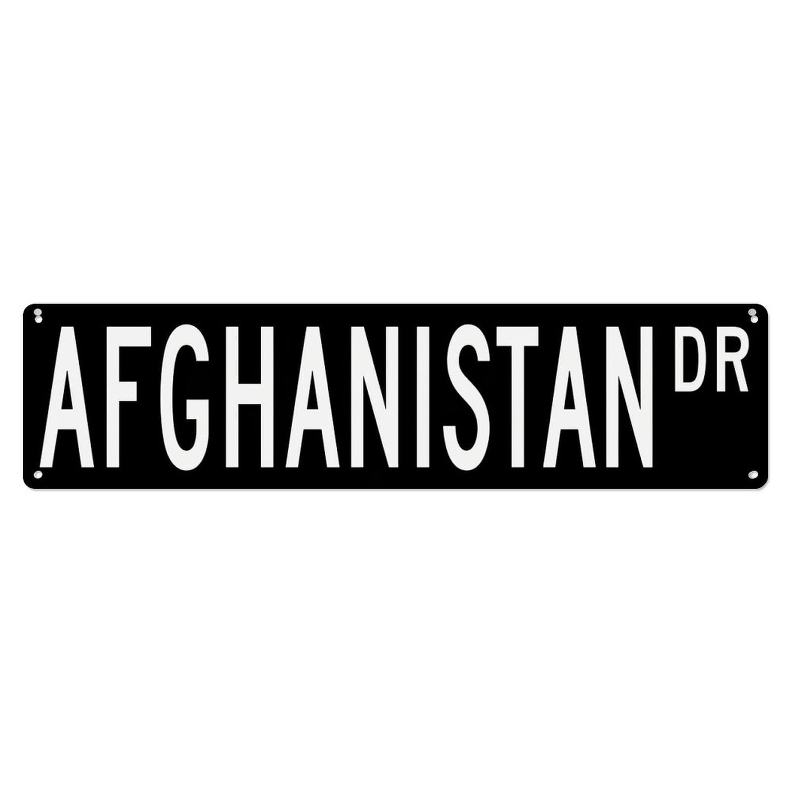 Jdyaojiesheng Vintage Afghanistan Dr Street Sign Tin Sign Retro Metal Wall Decor Metal Poster, Home Bar Garage Farmhouse Cafe Wall Art Decoration 4X16inch