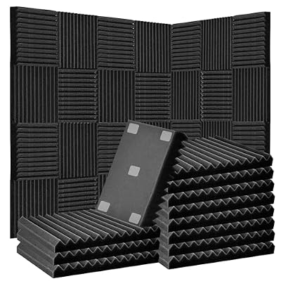 Acoustic Foam Panels for Walls, 52 Pack Sound Proof Foam Panels, 12" x 12" x 1" High Density Sound Dampening Panels for Recording Studio, Gaming Room & Home Theater (BLACK)