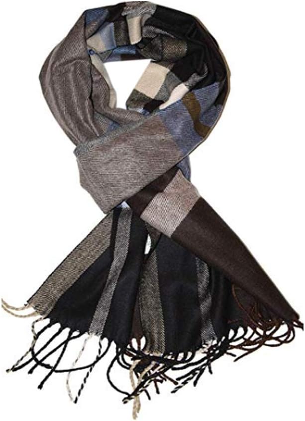 Soft Cashmere Feel Scarf for Women Men Feel Luxurious Winter Shawl Wrap Gift Warm Cozy Extra Soft Comfortable Wear All Day (Brown Blue Plaid) - Image 8