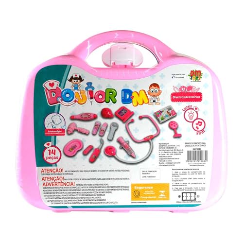 Maleta Doutor com Acessórios 14 Peças Rosa, DM Toys
