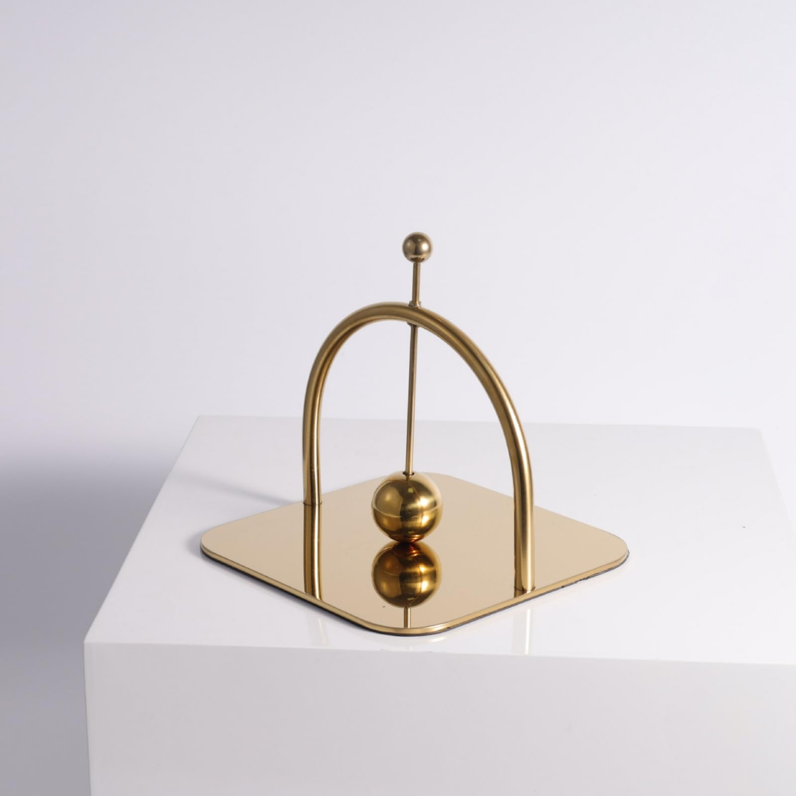 Fermacarte con Base a Specchio Superficie Liscia Fermacarte in Acciaio Inox Durevole Ornamento da Esposizione, Oro, 18 18 17cm