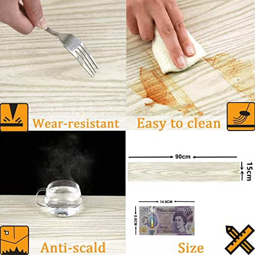 image for NUFLR Self Adhesive Floor Tile Vinyl Flooring Planks White Wood Effect