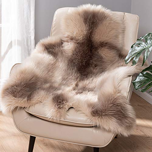Carvapet Soft Fur Rugs Fake Reindeer Hide Area Rug Fluffy Faux Fur Carpet For Bedroom Floor Mat Home Decorative Throw Rug For Living Room, 3Ft X 3Ft, Brown #TOP4