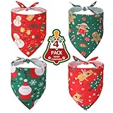 BINGPET Christmas Dog Bandanas Santa Pattern Pet Triangle Scarf Bibs Kerchief Accessories for Dogs Cats, 2 Pack