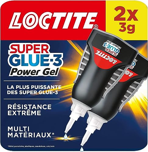 Loctite – Super Glue-3 Power Gel Control (lot de 2 flacons de 3 g) – Colle instantanée surpuissante avec débit contrôlé – Colle gel universelle pour la plupart des matériaux