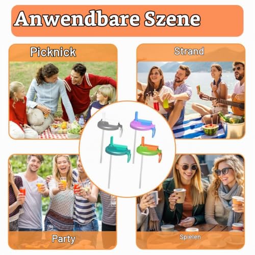 JEYORZY 4 Stück Dosenverschluss Getränkedosen,Dosendeckel mit Strohhalm, Auslaufsichere Dosenverschluss,Silikon Getränkedosen Deckel,Wiederverwendbare,für Strand,Familientreffen,Picknick