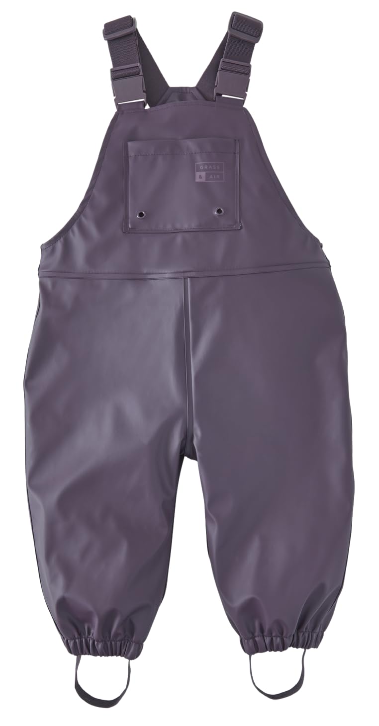 Grass & Air Amethyst Purple Kids Rain Dungarees, Purple Pu Rain Over Trousers, Waterproof Bib Pants (Uk, Age, 12 Months, 18 Months, ) 12-18 Months