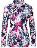 Cestyle Womens Long Sleeve Workout Tops, 1/4 Zip Pullover Hiking Equestrian Shirts Athletic Uv Prote