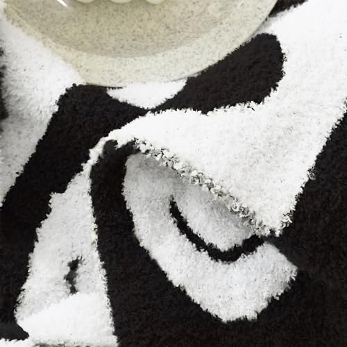 Brnabiou BALNKET -62 Ultra Soft Cozy Happy Smiling Face Checkered Knitted Throw Blanket Fluffy Microfiber Checkerboard Bed Blanket Lightweight Both Sides Blanket thumb #5