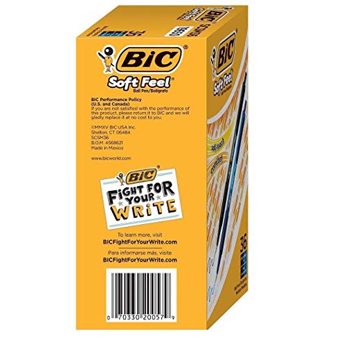 Image of BIC Soft Feel Retractable Ballpoint Pen, Medium Point (1.0mm), Black and Blue, 72-Count