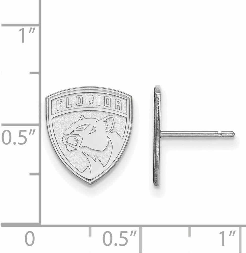 Florida Panthers Small (1/2 Inch) Post Earrings (10k White Gold)